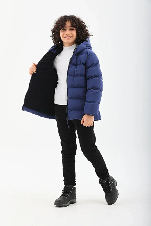Детское зимнее пальто для девочек на молнии с капюшоном Roba Kids, Indigo