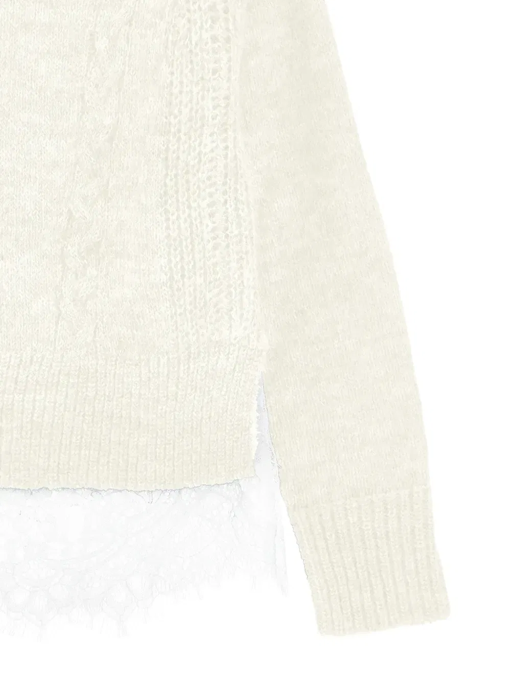 Свитер из кос с кружевной отделкой Ermanno Scervino Junior, бежевый — фото 3