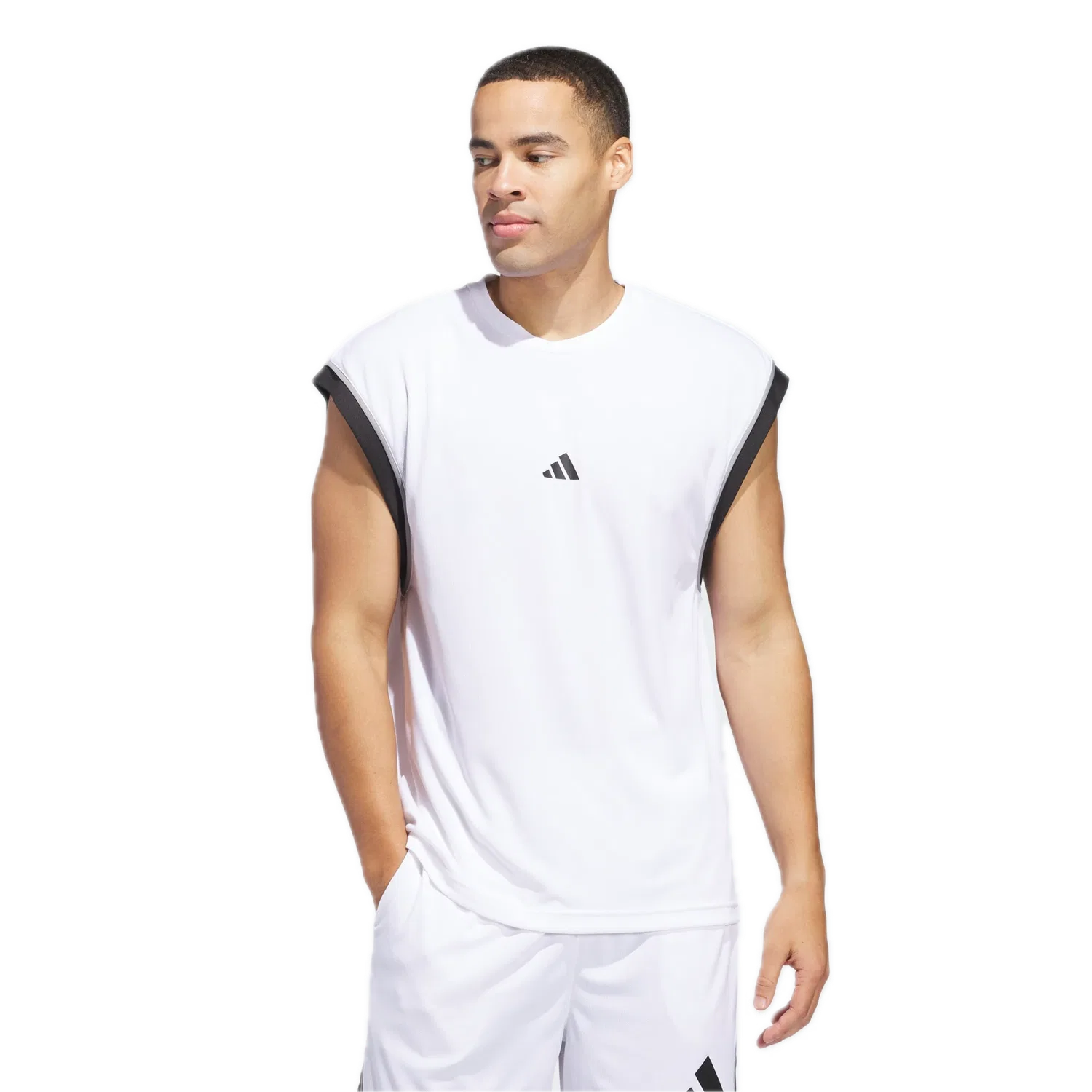Майка свободная без рукавов Adidas Basketball All-World, белый — фото 2