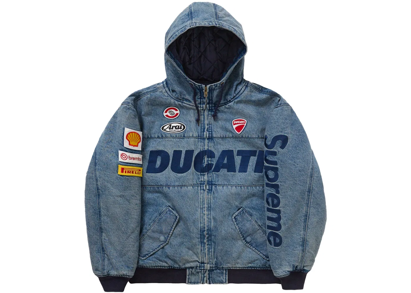 Мужская куртка-худи с принтом Supreme Ducati Hooded Racing Jacket, Denim