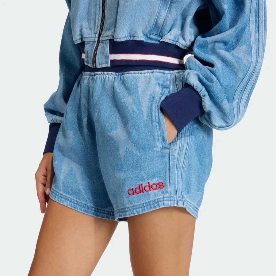 Шорты джинсовые с принтом Varsity Originals KE2348 adidas, Синий — фото 3