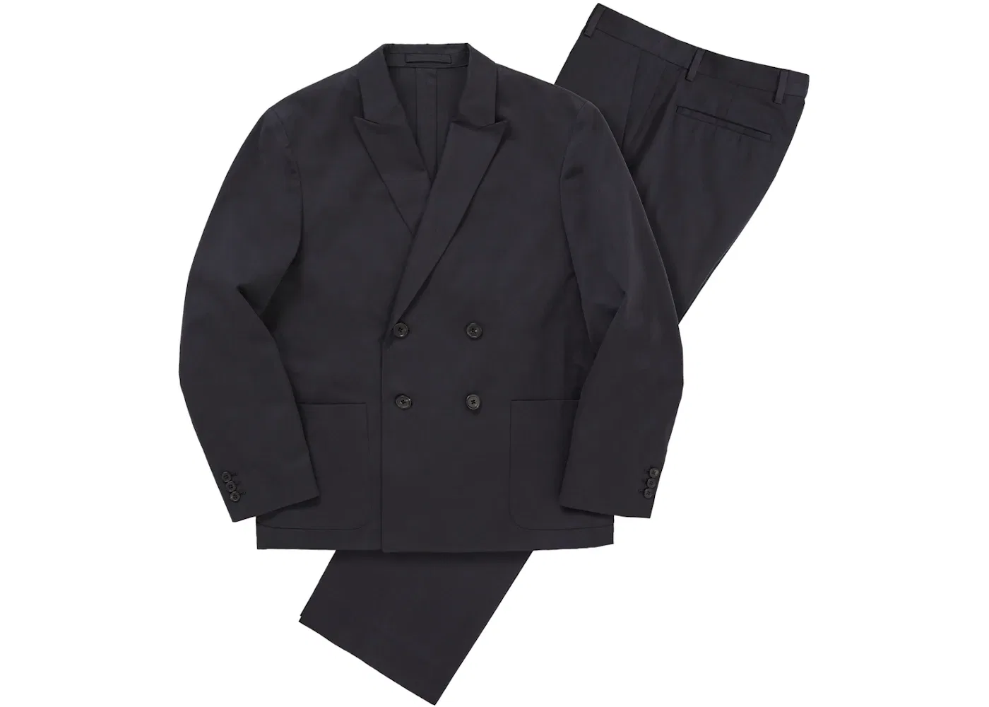 Мужской двубортный костюм из хлопка Sea Island с моделью Suit (SS26) Supreme, Black