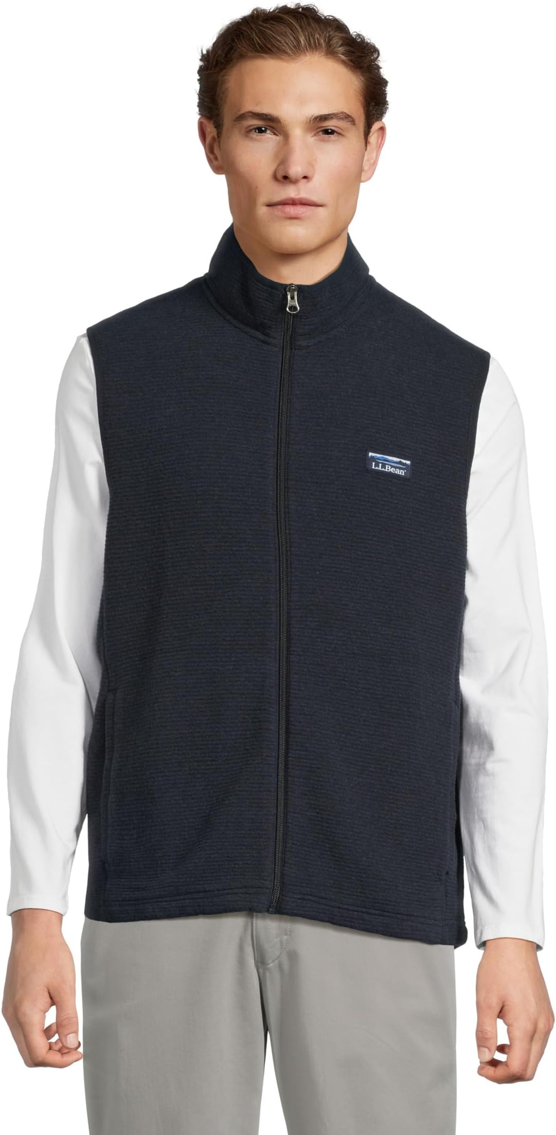 

Мужской жилет из озёрной ткани двойной вязки L.L.Bean, Classic Navy Heather