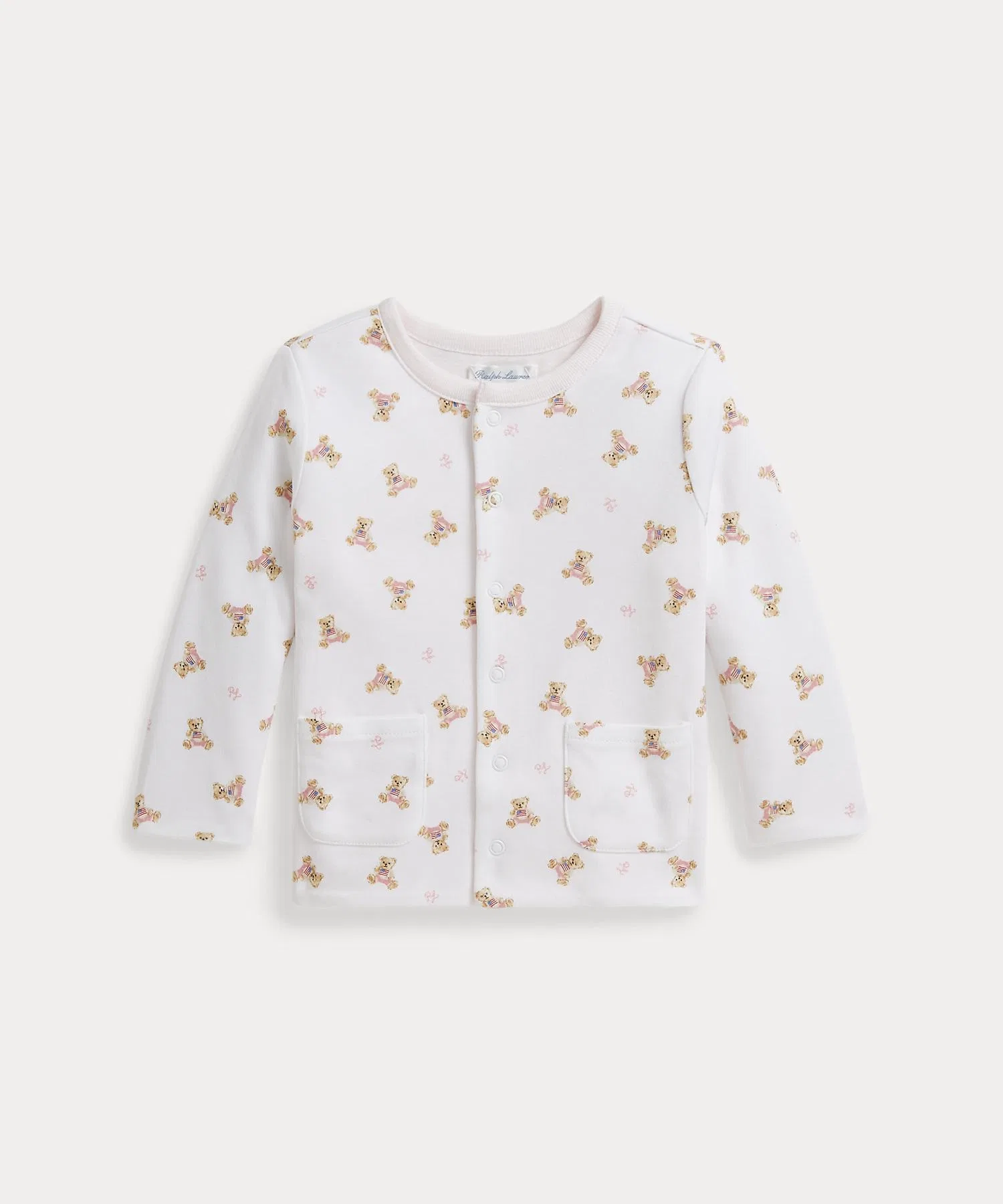 Детская хлопковая двусторонняя куртка с рисунком Polo Ralph Lauren белая