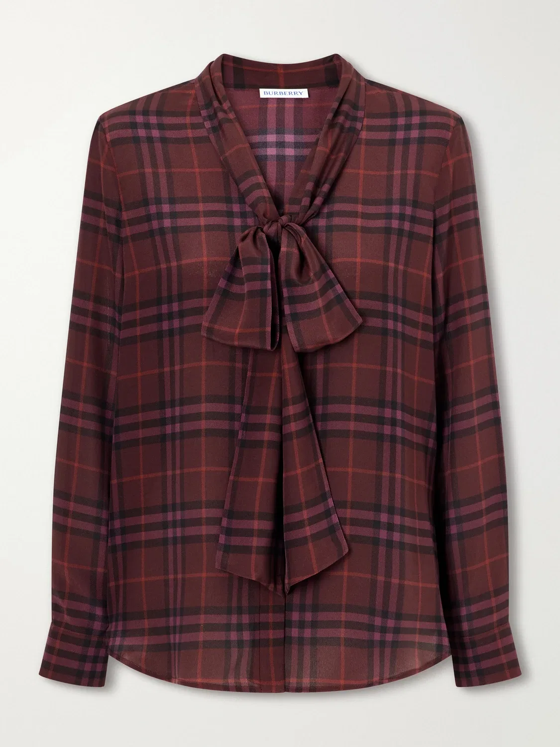 Блузка из крепа с бантом Rhiannon Burberry, бордовый
