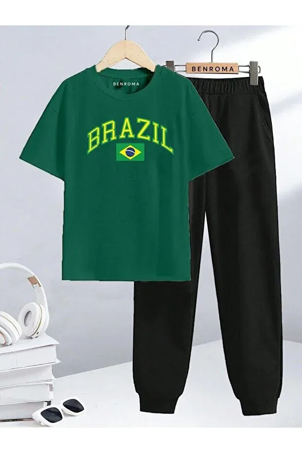 Детский спортивный костюм для девочек с принтом Basics Benroma, Green