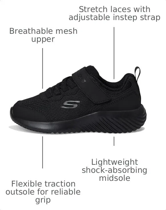 Детские кроссовки для мальчиков Bounder Techrox Skechers, Black Synthetic/Black Textile/Black Trim — фото 3