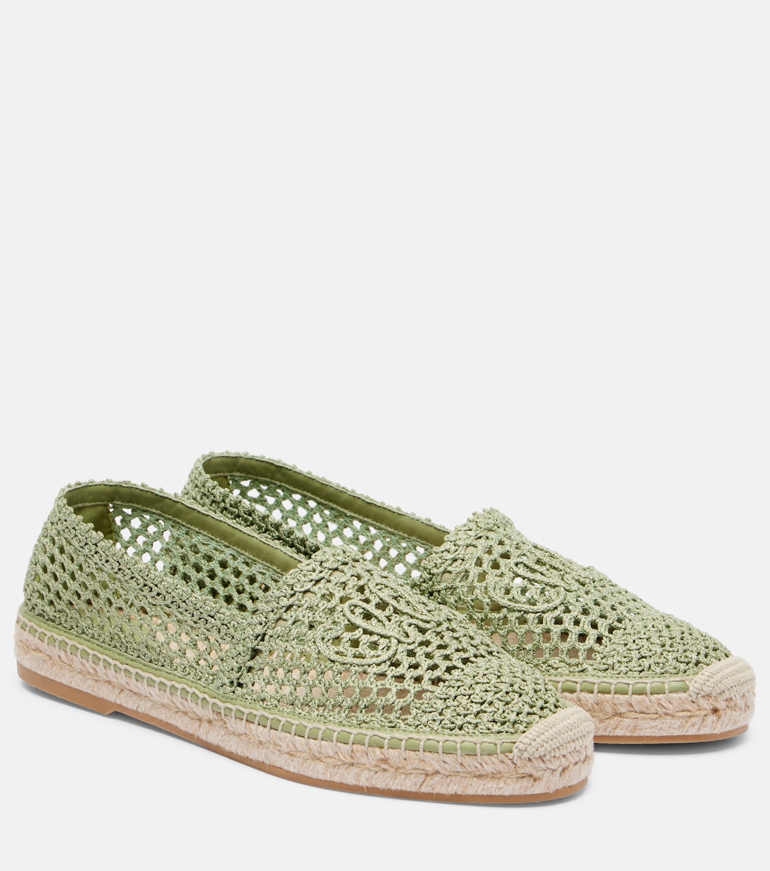 Испанские эспадрильи Isla с кожаной отделкой и вязаным верхом Chloé, Mint