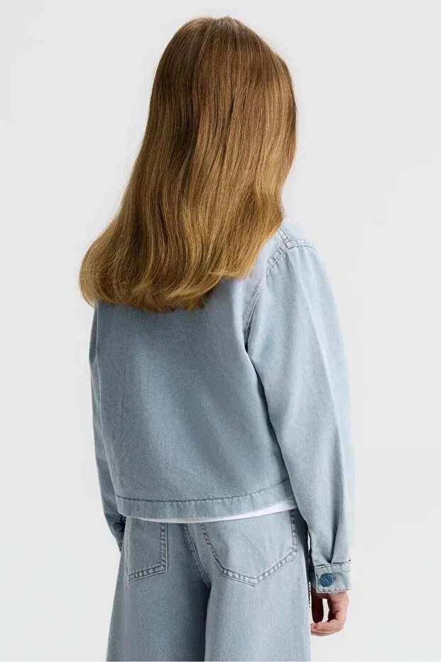 Джинсовая куртка Cotton Stone для девочек, синяя Nk Kids — фото 3