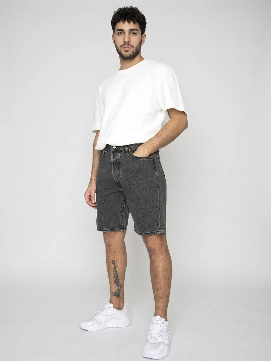 Джинсы LEVI'S Baggy Jeans 'M' 501 Original Short Permanent Marker Short Grey' серого цвета