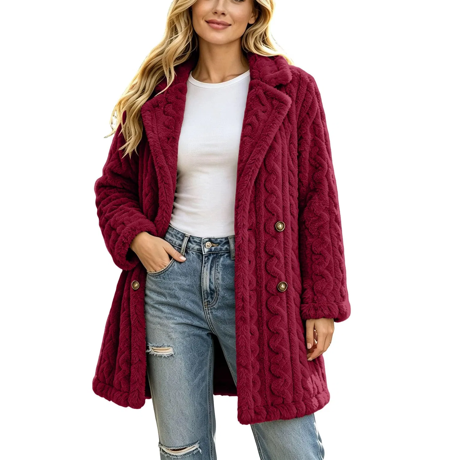 Женское пальто с длинным рукавом, мягкое, теплое, oversize, Rosso