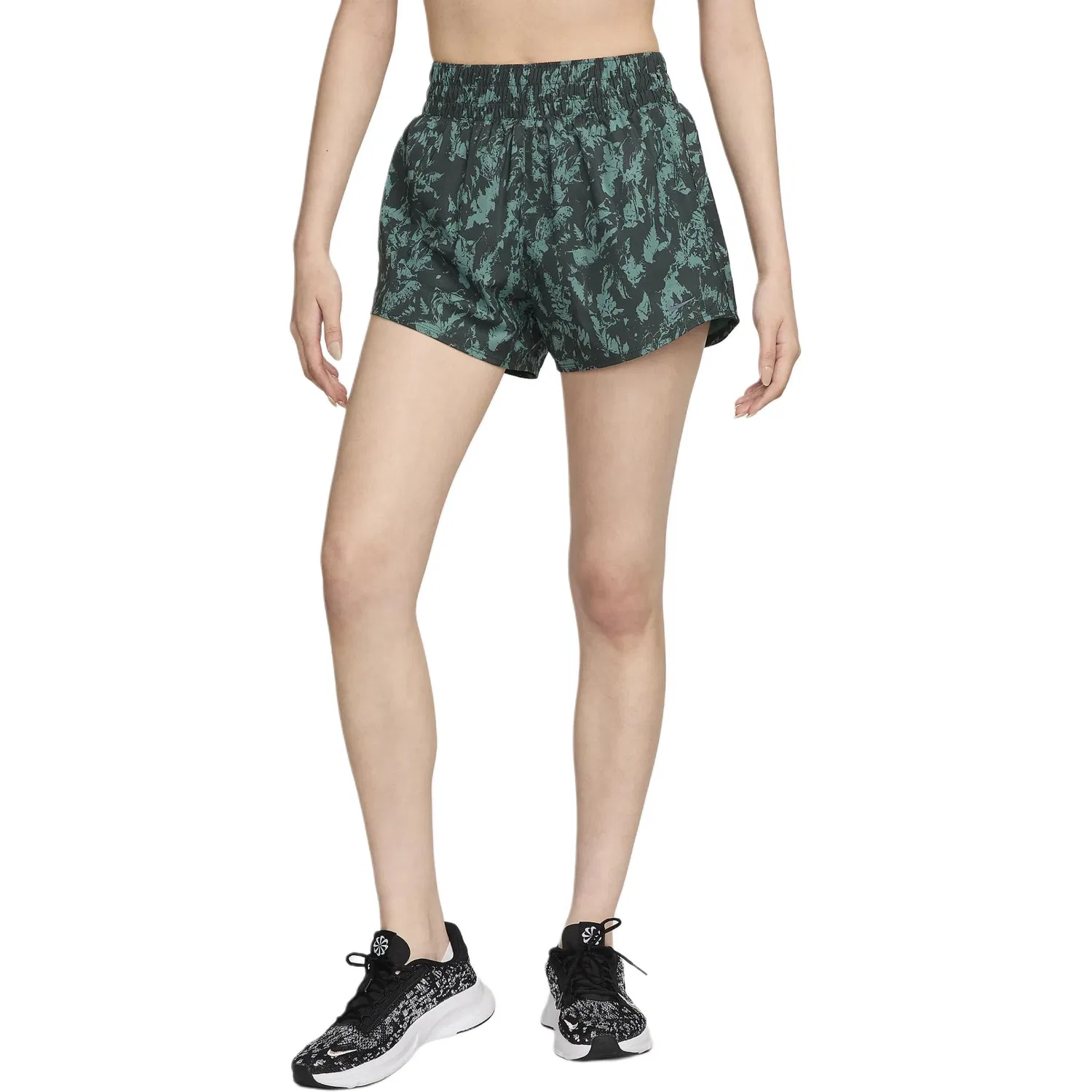 Женские шорты с принтом Dri FIT с высокой посадкой и подкладкой, 3 дюйма Vintage Green/Bicoastal/Black, Nike