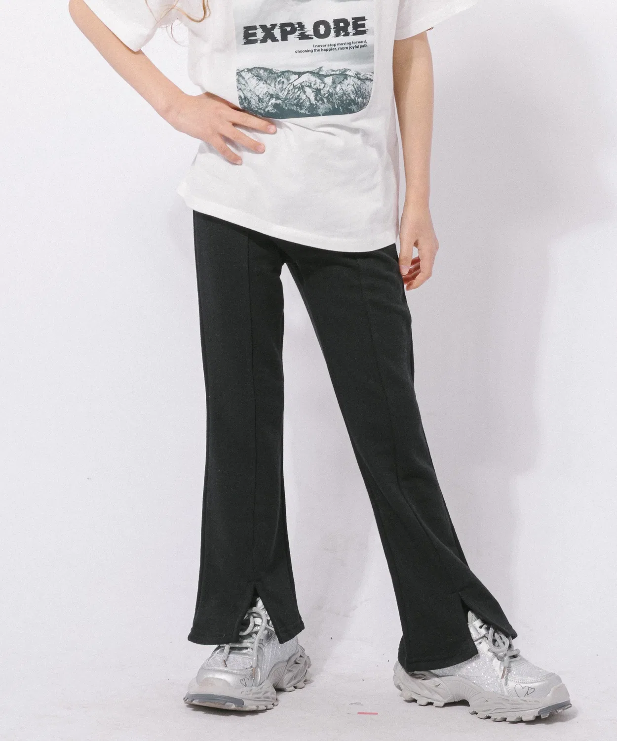 Детские брюки с защипами и разрезом спереди URBAN CHERRY, Black