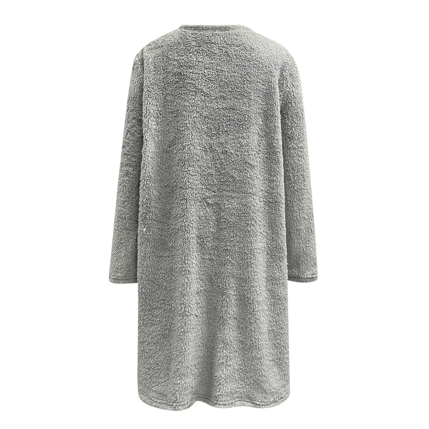 Женское зимнее пальто в полоску с флисом, свободного кроя, Grey — фото 2