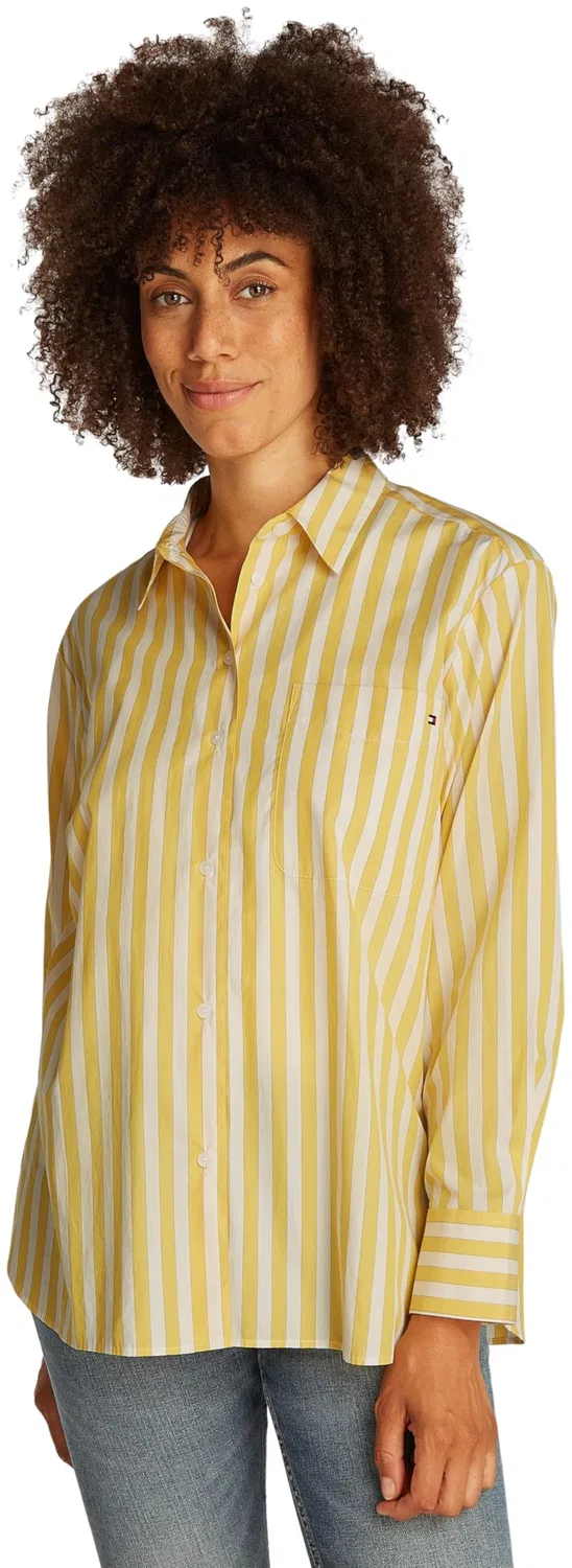 Женская хлопковая рубашка оверсайз Tommy Hilfiger, Yellow (Stp Citronella)