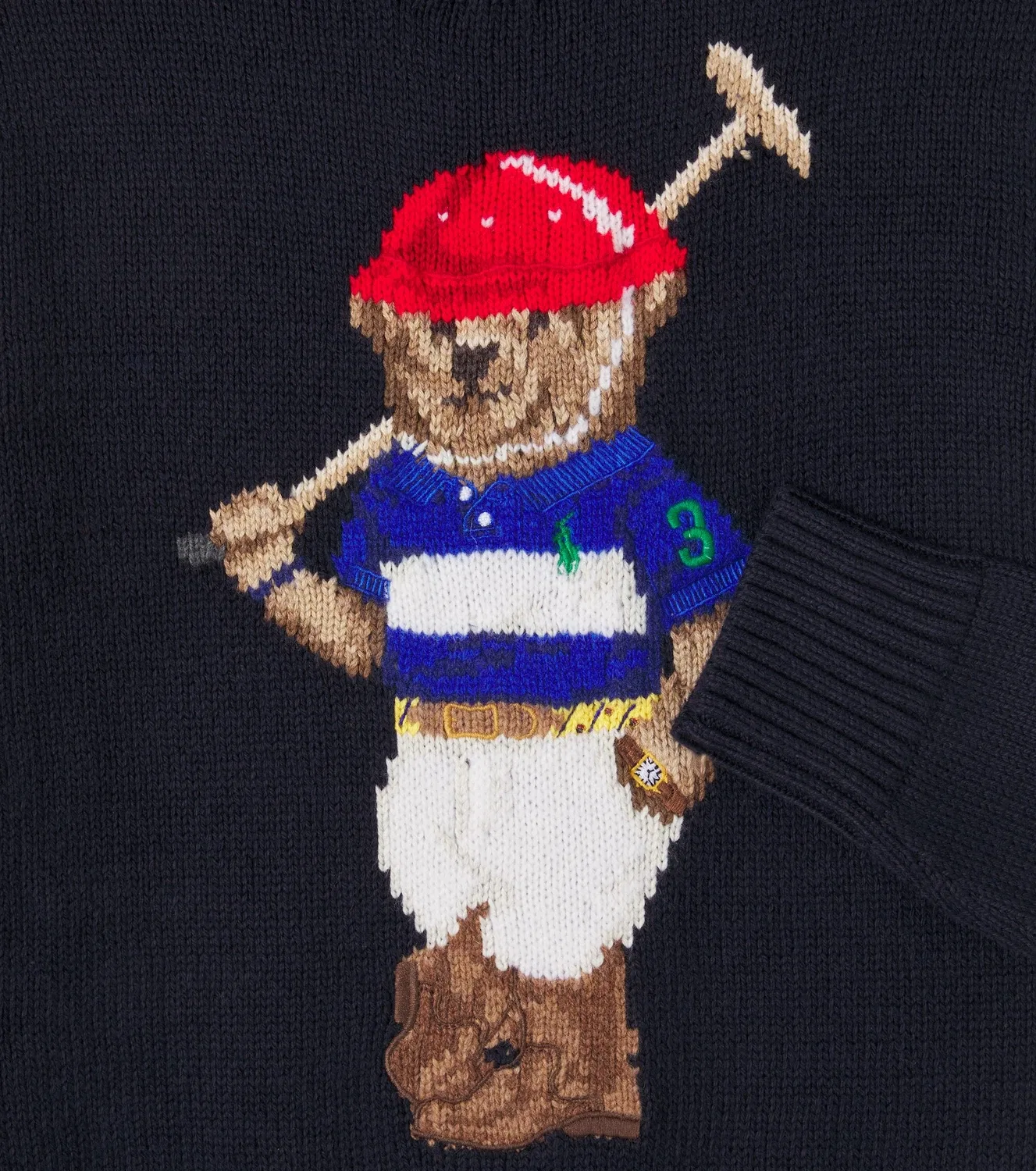 Свитер хлопковый с мишкой Polo Ralph Lauren Kids, синий — фото 3