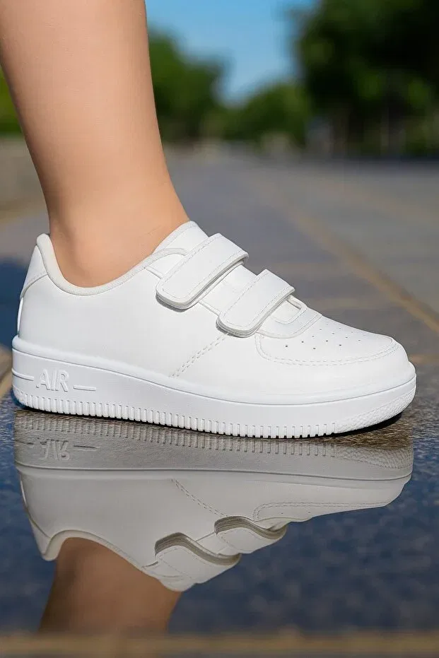 Детские кроссовки для девочек и мальчиков на липучках Mech Butik, White — фото 4
