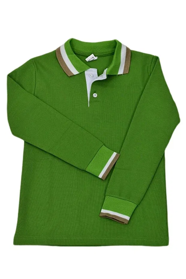 Детское худи для мальчиков с длинным рукавом College Polo Collar Thessaloniki Sweatshirt Green Imm Bgl-Ims-O Baglan, Green