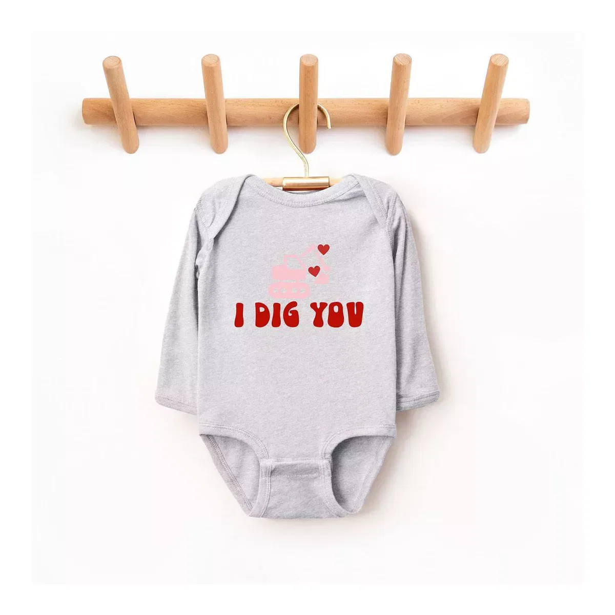 Детский боди с длинным рукавом I Dig You Baby The Juniper Shop, Heather Grey