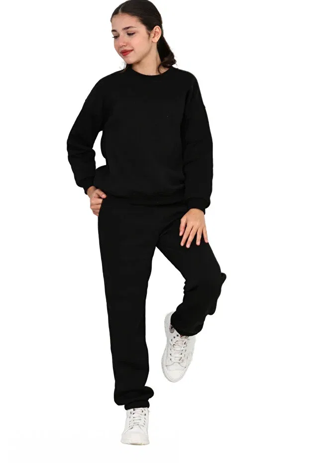 Детский комплект спортивного костюма для девочек Basic Erdem Kids, Black — фото 4