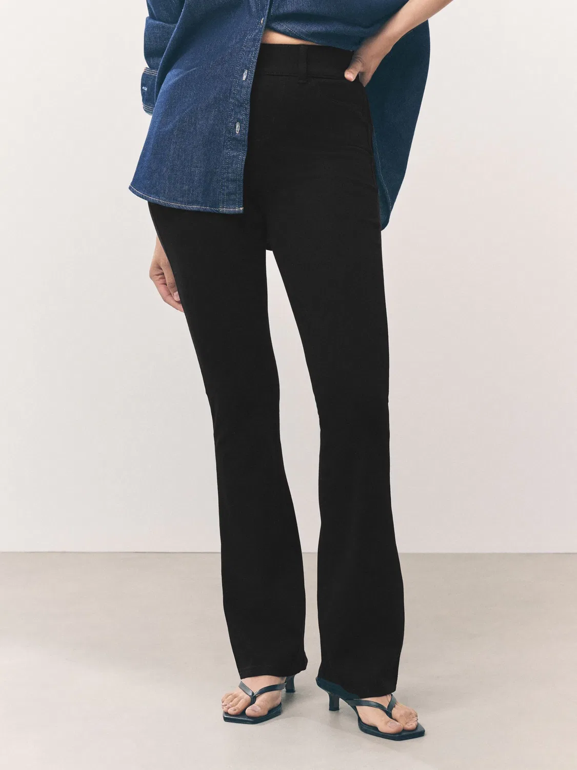 Леггинсы клеш джерси, модель Bootcut Next, черный — фото 3