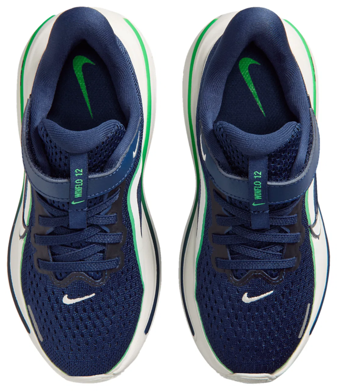 Детские кроссовки для мальчиков с дышащим верхом Nike Winflo 12, Midnight Navy Summit White Green Spark — фото 4
