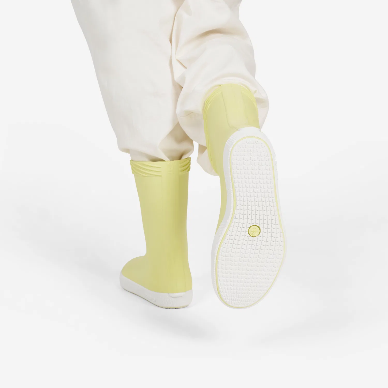 Детские водонепроницаемые сапоги Regenstiefel Kinder Decathlon, Pale Lemon Yellow Ultra White — фото 3