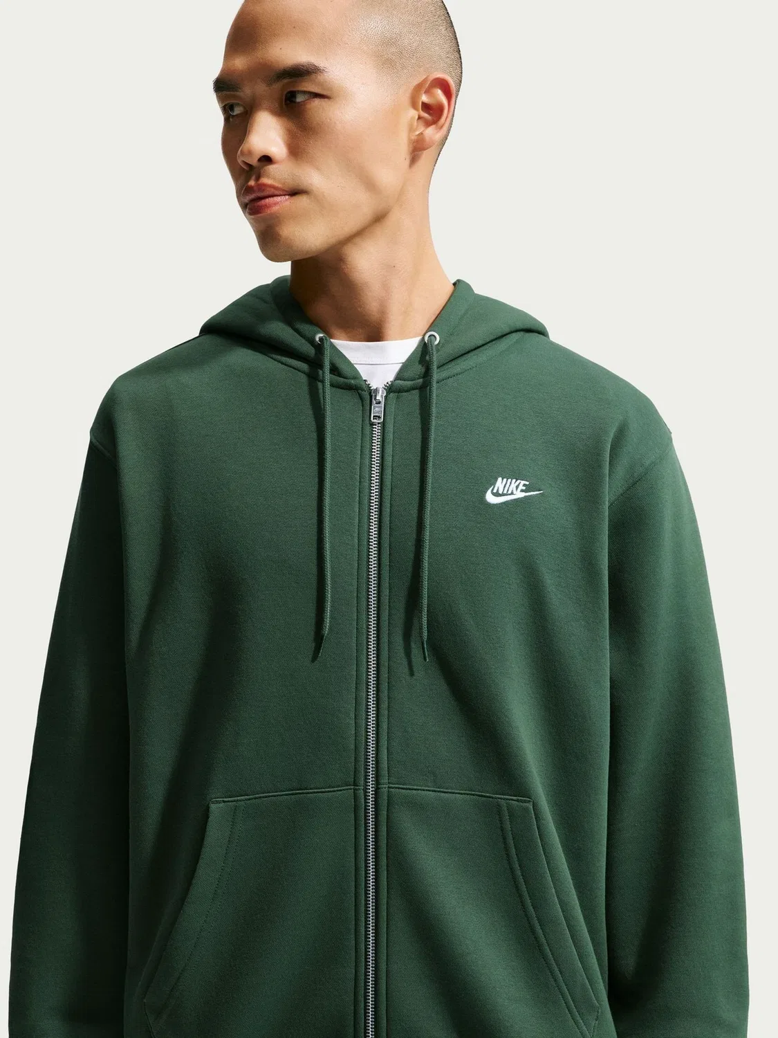 Зеленая худи с молнией во всю длину Nike Fir Club
