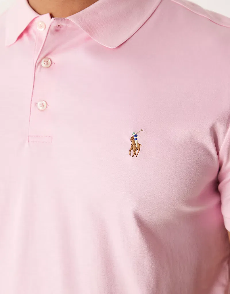 Футболка трикотажная с коротким рукавом и логотипом Icon Polo Ralph Lauren, кремовый — фото 3