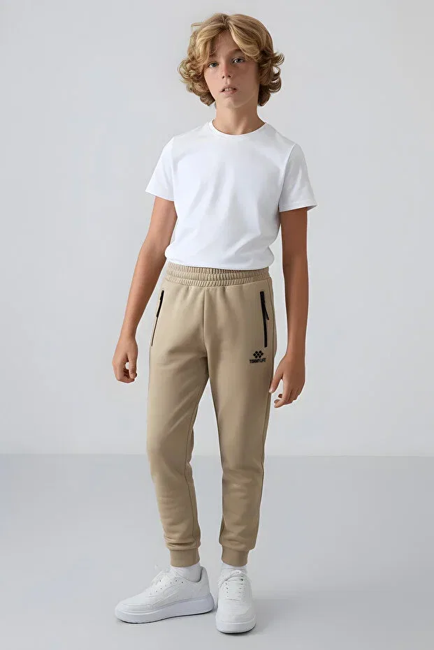 Детские спортивные штаны для мальчиков с застежкой-молнией Tommy Life, Dark Beige — фото 3