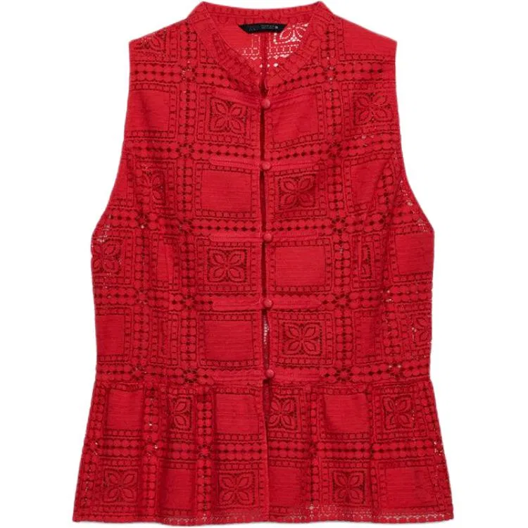 Женский топ-майка без рукавов ZARA, Red