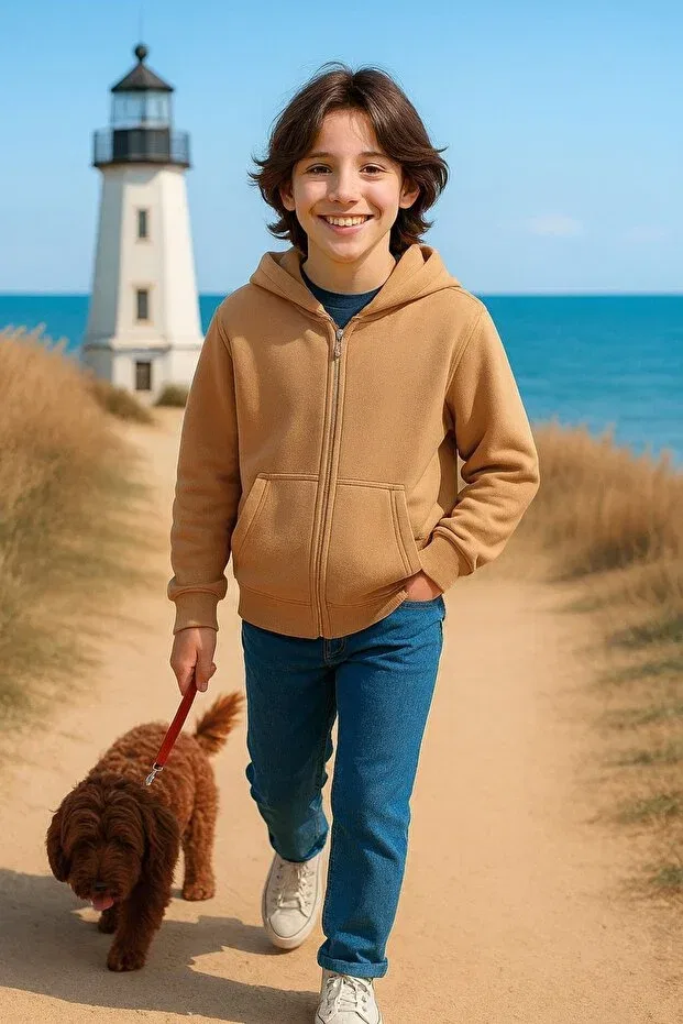 Детский кардиган с капюшоном Basics Cloise, Camel