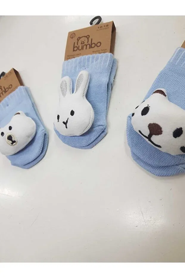 Детские носки для новорожденных нескользящие 3 шт Baby By Bumbo, Blue — фото 2