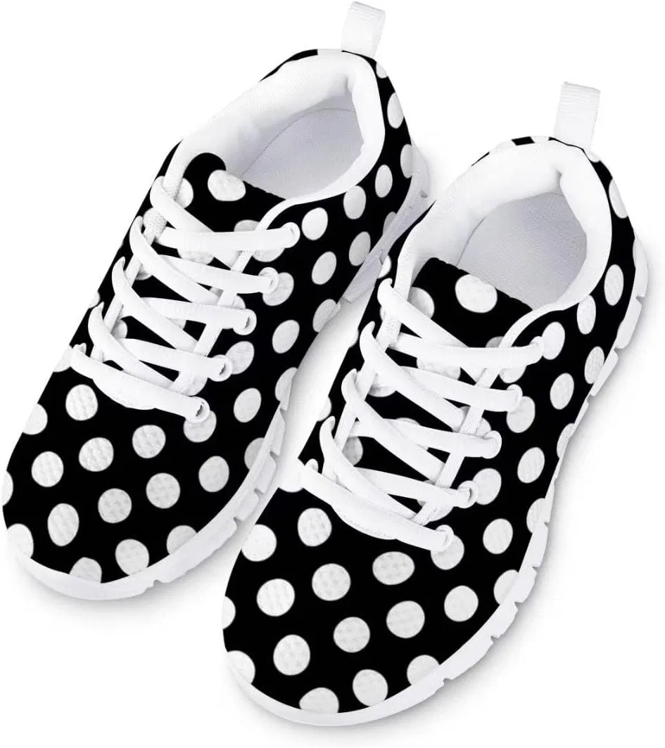 Детские кроссовки для девочек с принтом в горошек Dellukee, Polka Dot Black — фото 3