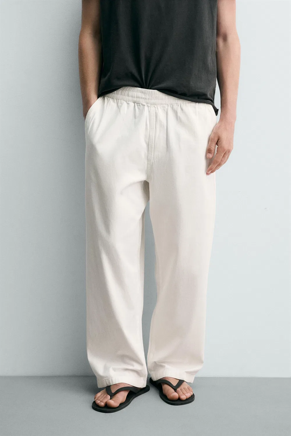 Свободные брюки в елочку ZARA, White — фото 2