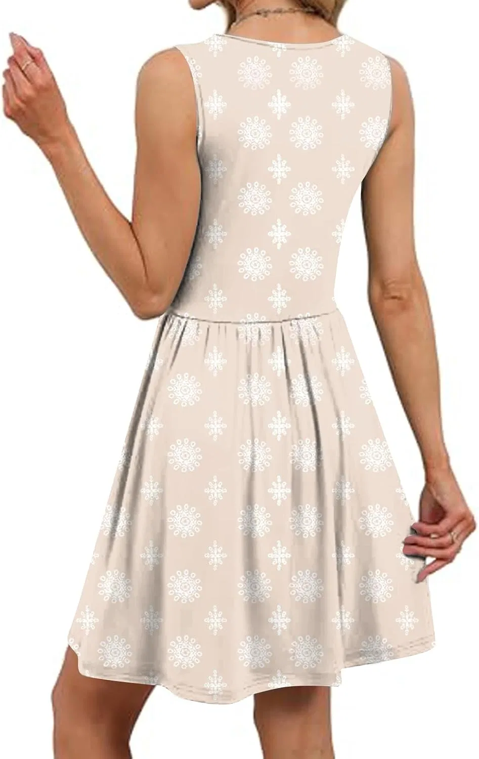 Женское летнее платье А-силуэта с принтом Button Front, Beige — фото 2