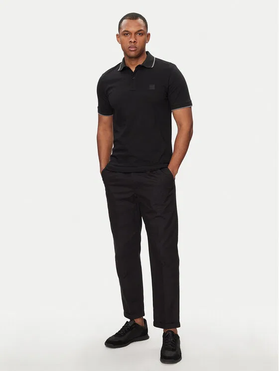 Поло slim fit Passertip Boss, черный — фото 2