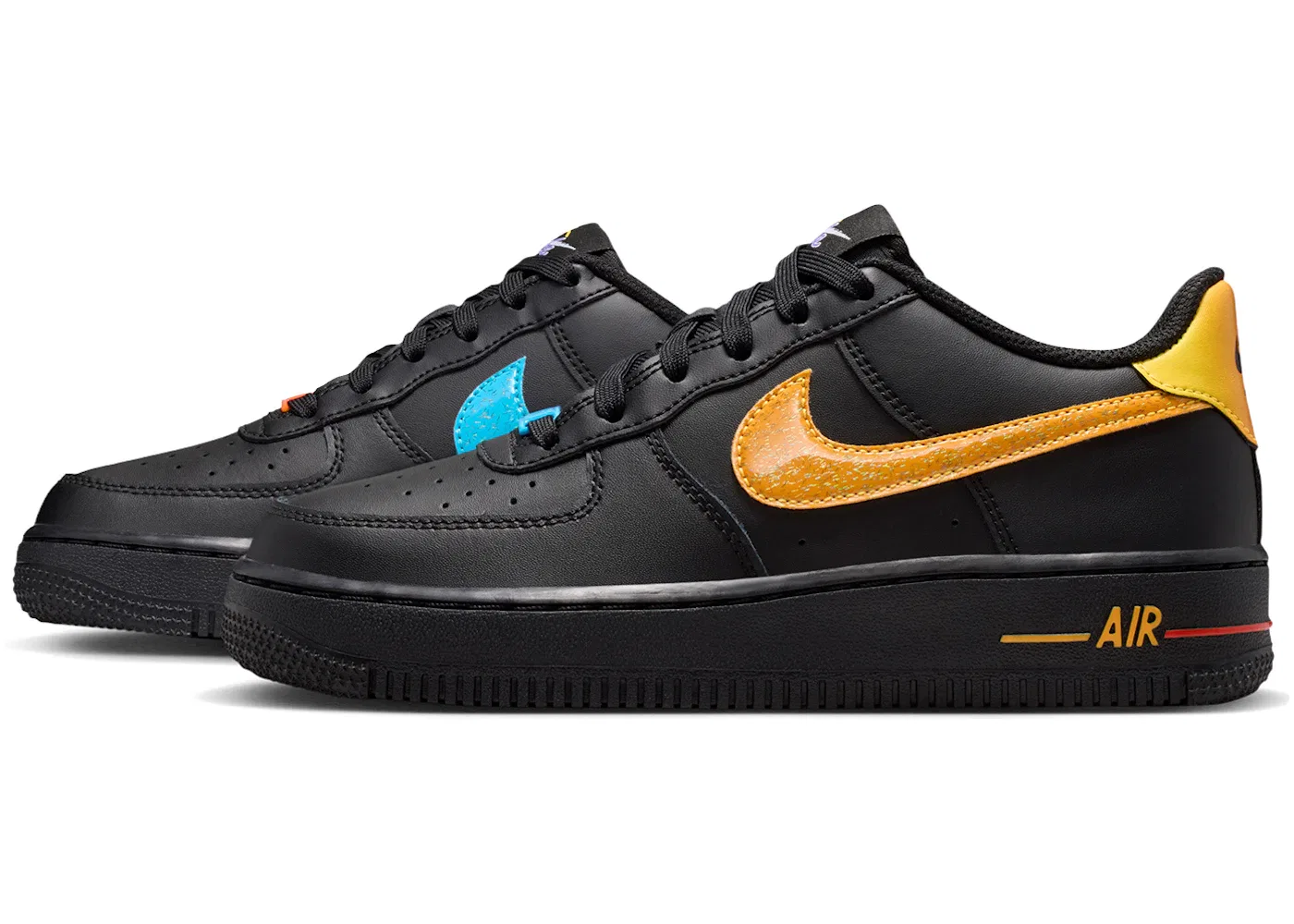 Детские кроссовки Lifestyle Nike Air Force 1 Low, Black/Laser Orange/Picante Red/Action Grape — фото 2