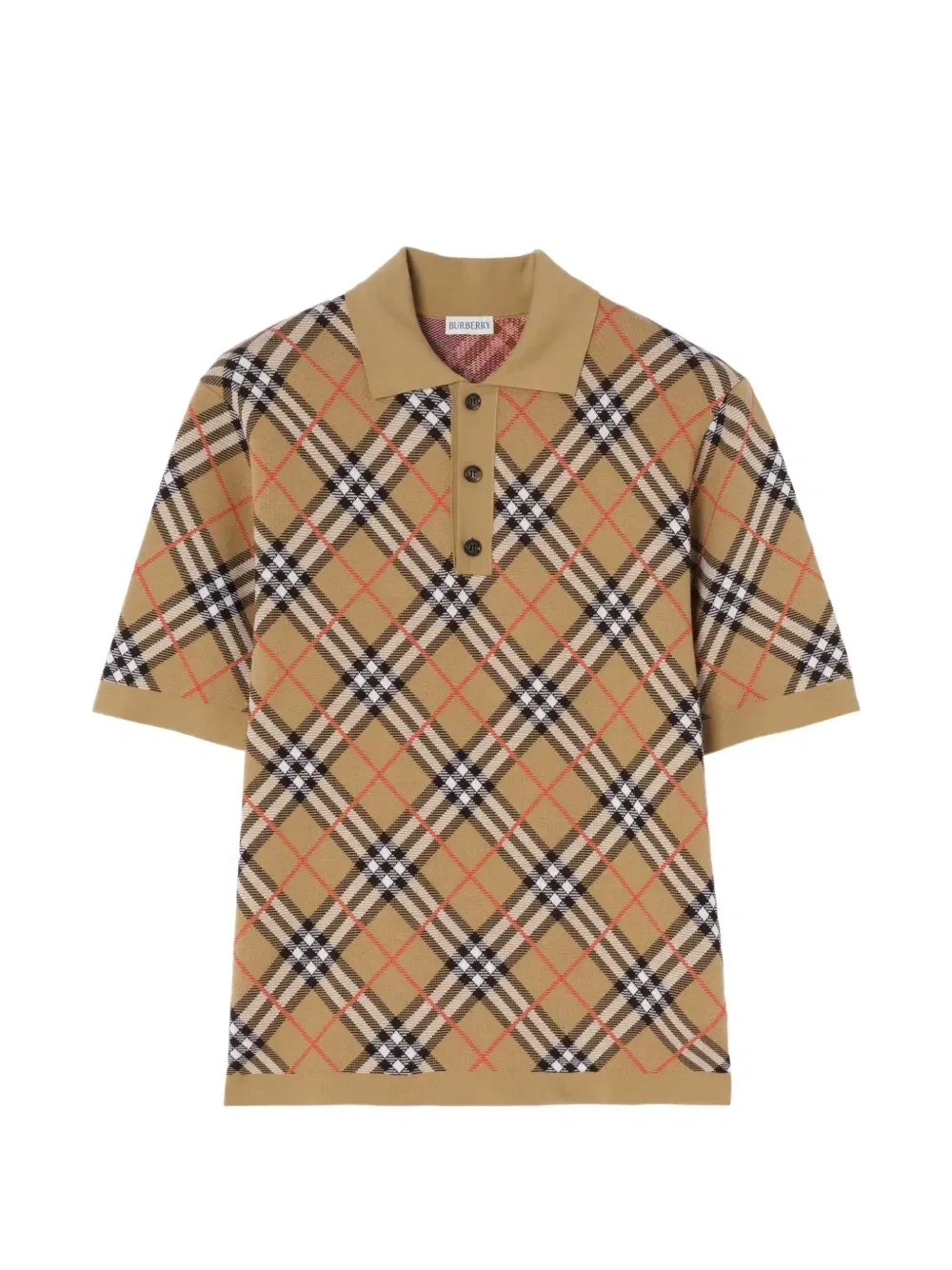 Поло из смесового хлопка с узором в клетку Burberry, бежевый