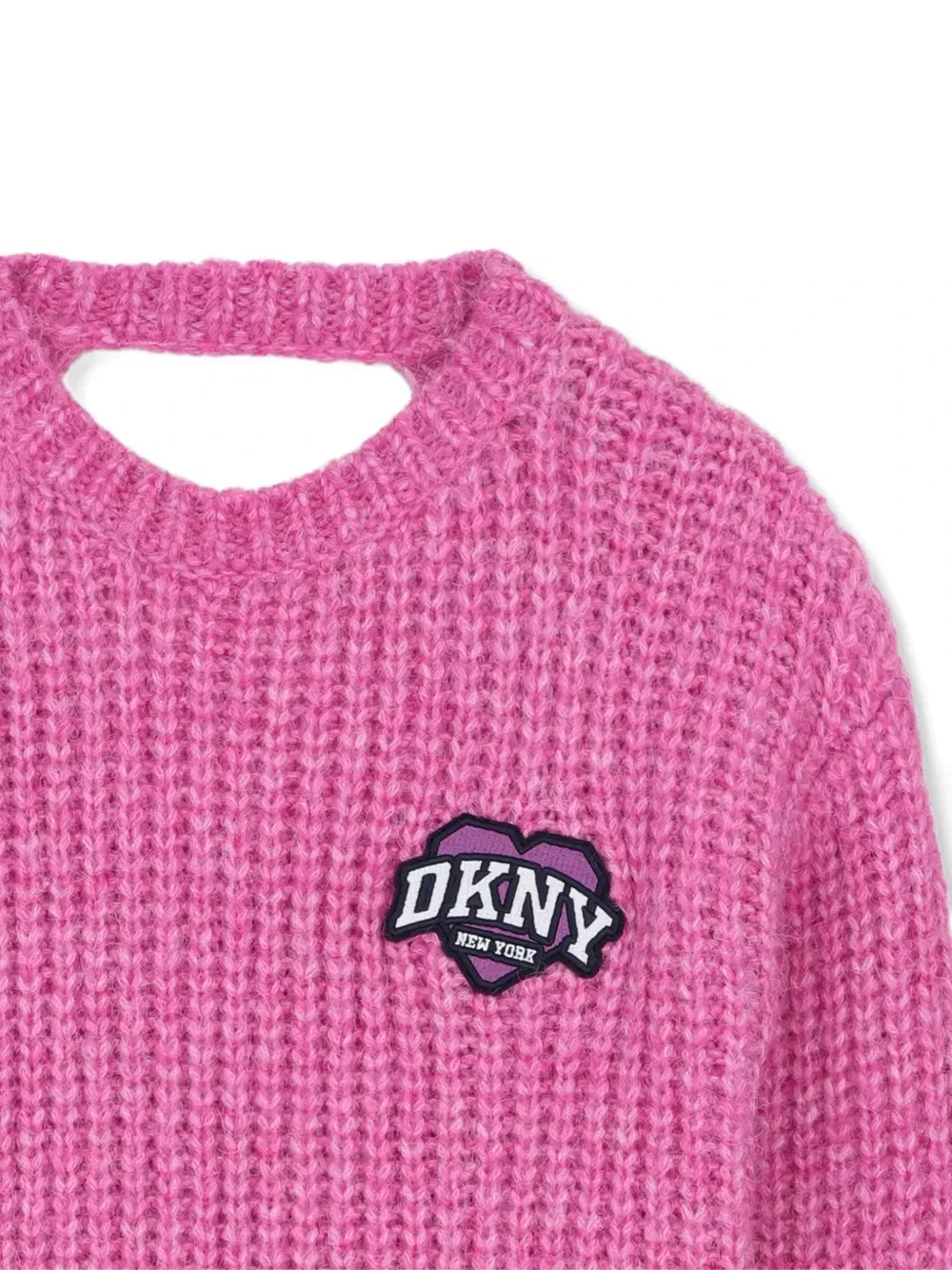 Свитер с вырезами и нашивкой-логотипом Dkny Kids, розовый — фото 3