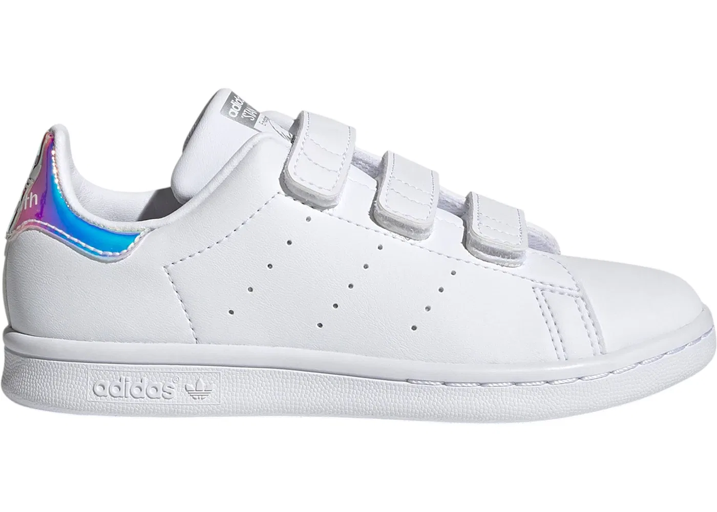 Детские кроссовки с принтом Adidas Stan Smith, Cloud White/Cloud White/Silver Metallic