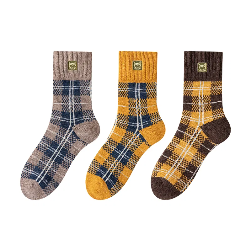 Детские носки с принтом, комплект из 3 пар, 3 Pack (Group D-Coffee+Yellow+Khaki), MIIOW