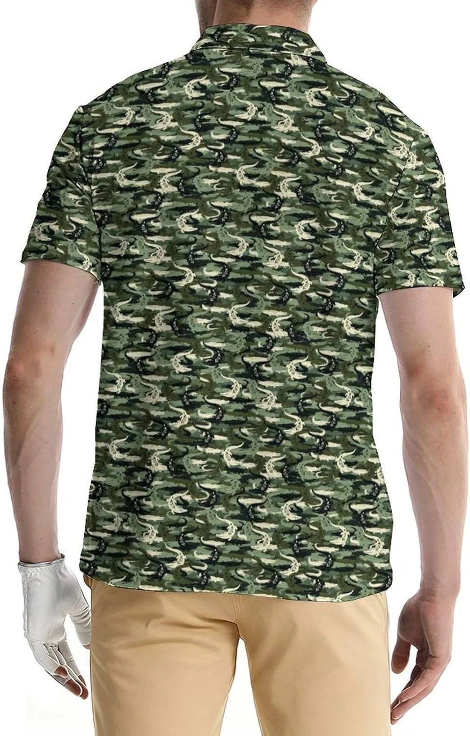 Мужская спортивная футболка-поло с коротким рукавом, модель Golf Polos, Camo Crocodile — фото 2