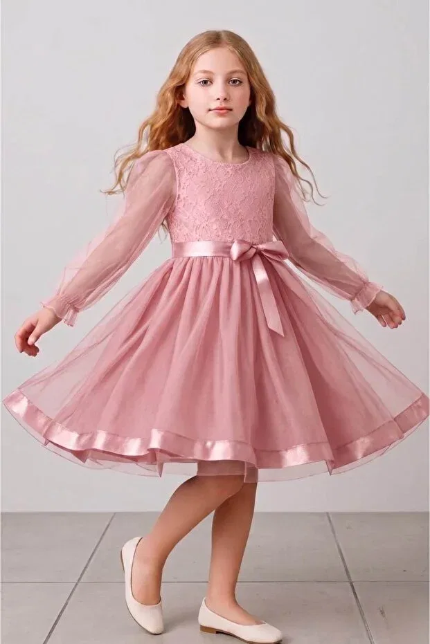 Детское платье для девочек с длинным рукавом Falcomini, Dried Rose