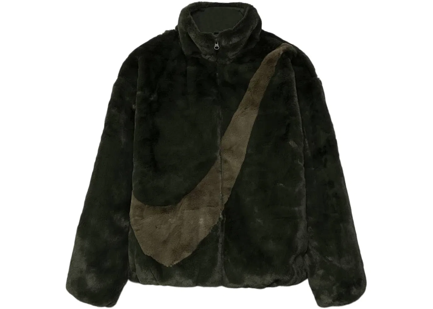 Женская куртка из искусственного меха с большим логотипом Swoosh Nike, Carbon Green Medium Olive