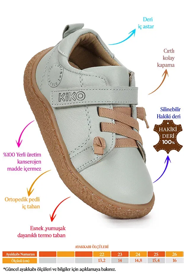 Детские кроссовки для мальчиков кожаные Kiko Kids, Water Green — фото 2