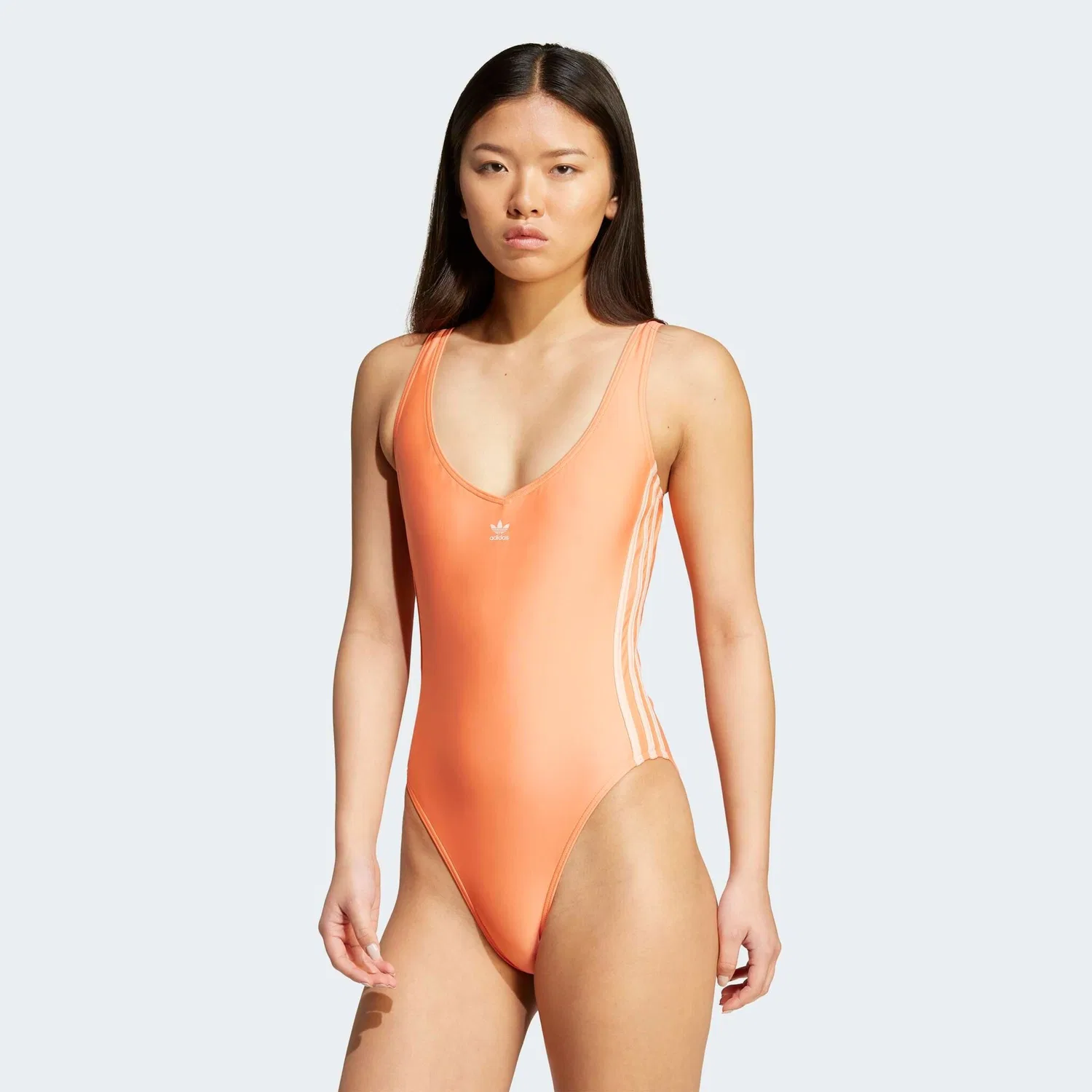 Женский купальник слитный с тремя полосками Adidas Performance, Semi Coral