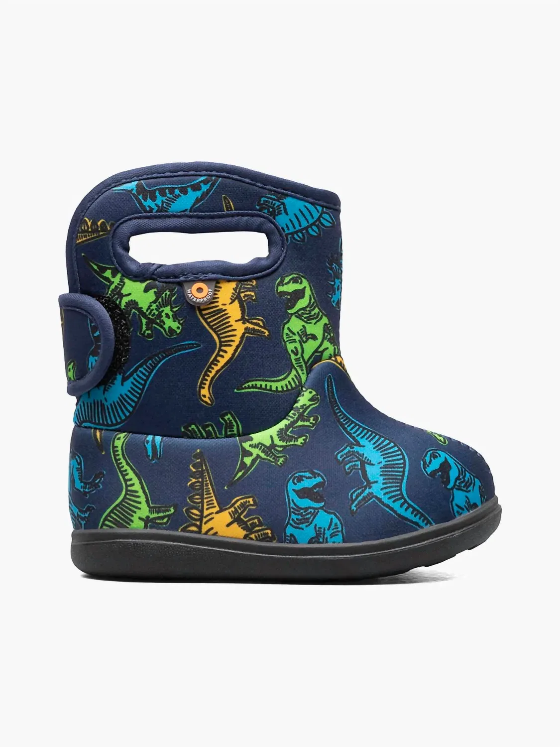 Детские сапоги для мальчиков непромокаемые с принтом динозавров Dinosaur Boots Bogs, темно-синий — фото 2