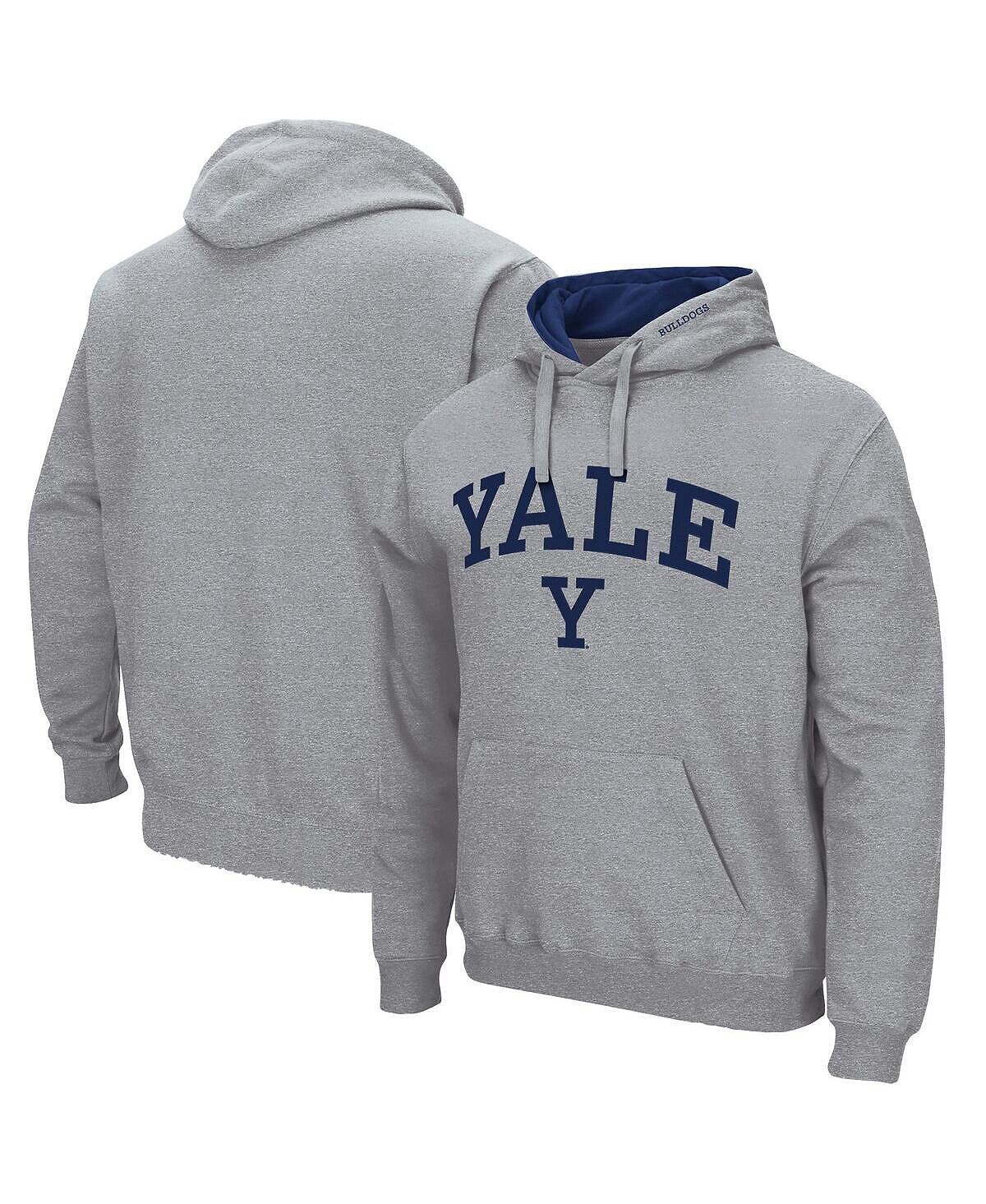 

Мужская толстовка с капюшоном yale bulldogs arch and logo с меланжевым серым оттенком Colosseum, мульти