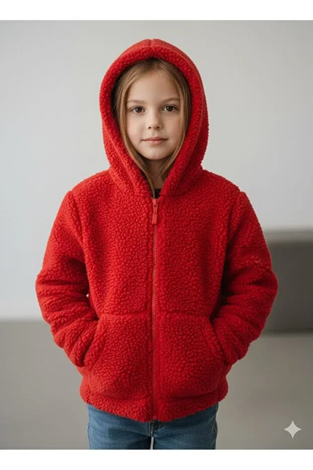 Детское пальто для девочек плюшевое Woorage Cuties, Red